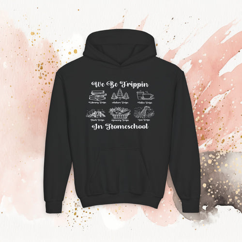 We Be Tripping Youth Hooded Sweatshirt, Homeschool Kids Hoodie, Cute Trendy Pullover, Cozy School Spirit Sweatshirt, Gift for Learners